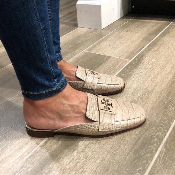 NIB Tory Burch Georgia Backless Leather Loafer Mule Blue US 7.5 8 8.5 AUTHENTIC - Picture 4 of 16